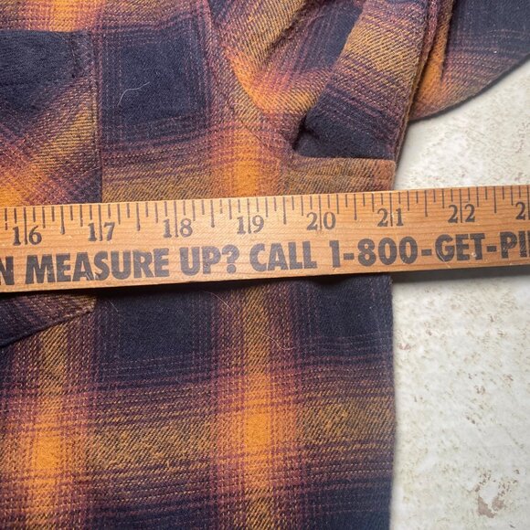 Nomad Mens L Long Sleeve Flannel Black Orange Plaid Shirt Cotton Casual Evermore - Picture 6 of 9